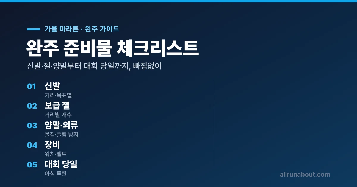 가을 마라톤 완주 준비물 체크리스트 — 신발·젤·양말부터 대회 당일까지