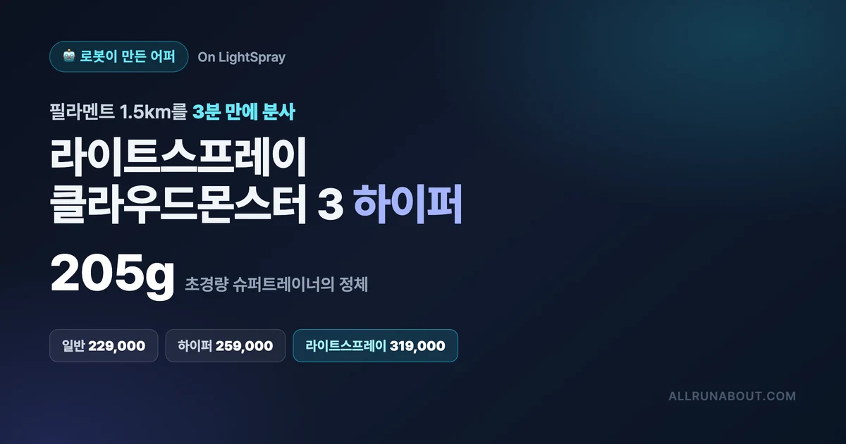 로봇이 3분 만에 '뿌려서' 만든 어퍼 — On 라이트스프레이 클라우드몬스터 3 하이퍼 리뷰 | 205g 슈퍼트레이너의 정체 + 3종 라인업 정리