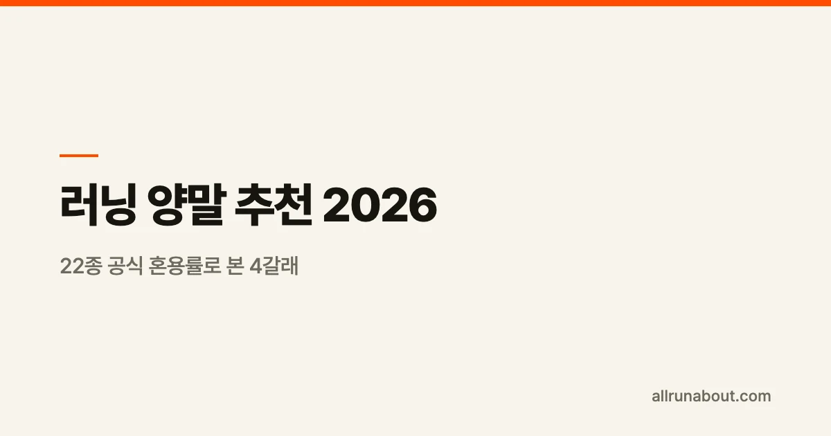 러닝 양말 추천 2026 | 22종 공식 혼용률로 본 4갈래 — "면 금지"는 반만 맞다